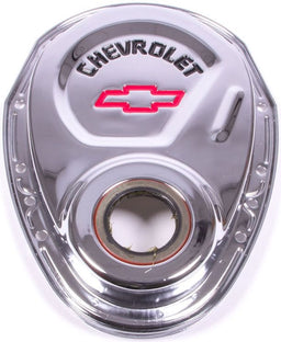 PROFORM Small Block Chev Stamped Steel Timing Cover Chrome with Red Bowtie Logo PR141-904 Autofit
