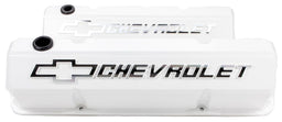 PROFORM White Suit SB Chev With Raised Chevrolet Logo & Bowtie Emblem Die-Cast Aluminium Slant Edge Valve Covers PR141-935 Autofit