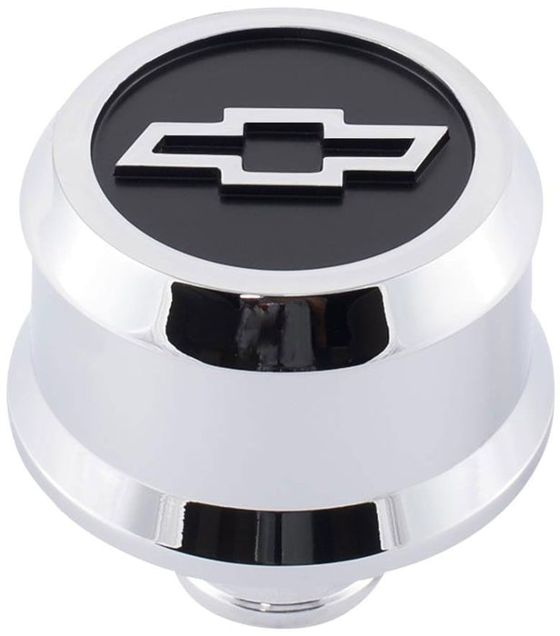 PROFORM With Raised/Recessed Blackfield Chev Bowtie Emblem, Suit 1.22" Hole Slant Edge Aluminium Valve Cover Breather Push-In Style - Chrome PR141-856 Autofit