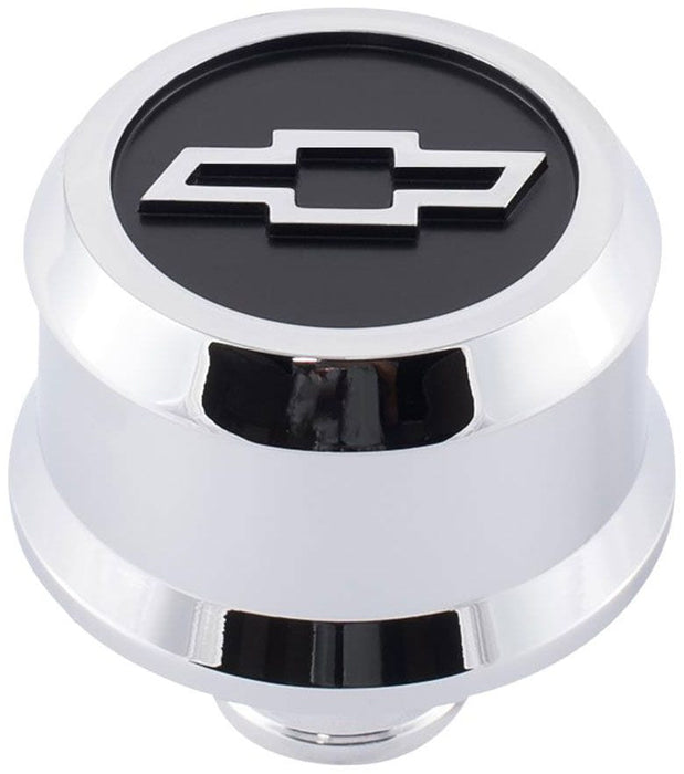 PROFORM With Raised/Recessed Blackfield Chev Bowtie Emblem, Suit 1.22" Hole Slant Edge Aluminium Valve Cover Breather Push-In Style - Polished PR141-857 Autofit
