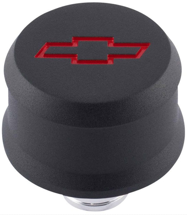 PROFORM With Recessed Red Chev Bowtie Emblem, Suit 1.22" Hole Slant Edge Aluminium Valve Cover Breather Push-In Style - Black Crinkle PR141-86 Autofit