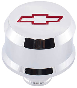 PROFORM With Recessed Red Chev Bowtie Emblem, Suit 1.22" Hole Slant Edge Aluminium Valve Cover Breather Push-In Style - Chrome PR141-853 Autofit