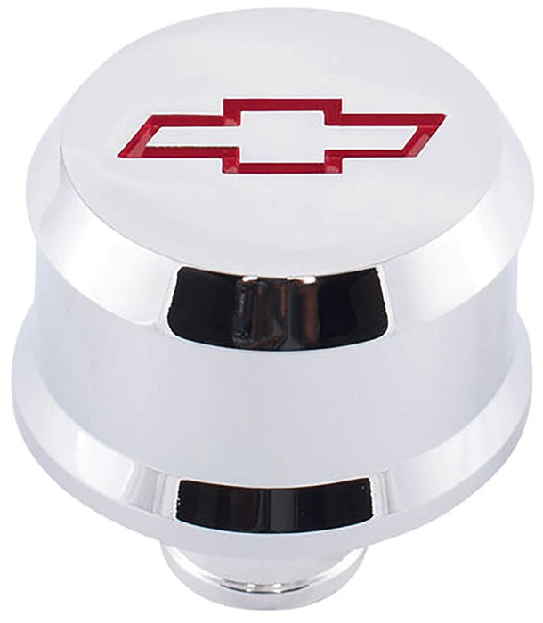 PROFORM With Recessed Red Chev Bowtie Emblem, Suit 1.22" Hole Slant Edge Aluminium Valve Cover Breather Push-In Style - Chrome PR141-853 Autofit
