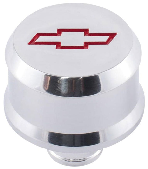 PROFORM With Recessed Red Chev Bowtie Emblem, Suit 1.22" Hole Slant Edge Aluminium Valve Cover Breather Push-In Style - Polished PR141-855 Autofit