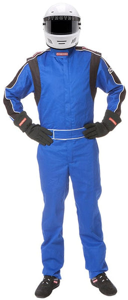 Pyrotect Safety Equipment SFI-5 Two Layer Nomex Sportsman Deluxe One Piece Blue Racing Suit (Medium) PY210203 Autofit