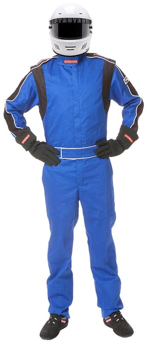 Pyrotect Safety Equipment SFI-5 Two Layer Nomex Sportsman Deluxe One Piece Blue Racing Suit (Medium) PY210203 Autofit