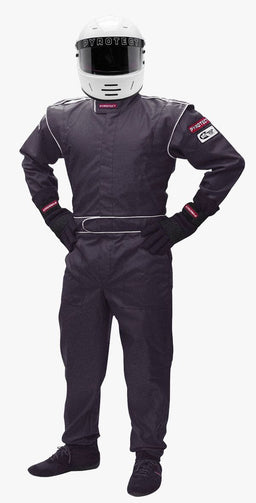 PYROTECT SFI-1 Single Layer Junior DX1 One Piece Black Racing Suit (Medium 8-10) PYJSDX1201 Autofit