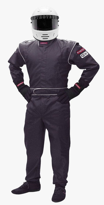 PYROTECT SFI-1 Single Layer Junior DX1 One Piece Black Racing Suit (Medium 8-10) PYJSDX1201 Autofit