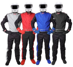 PYROTECT SFI-5 Two Layer Nomex Sportsman Deluxe One Piece Black Racing Suit (Medium) PY210201 Autofit