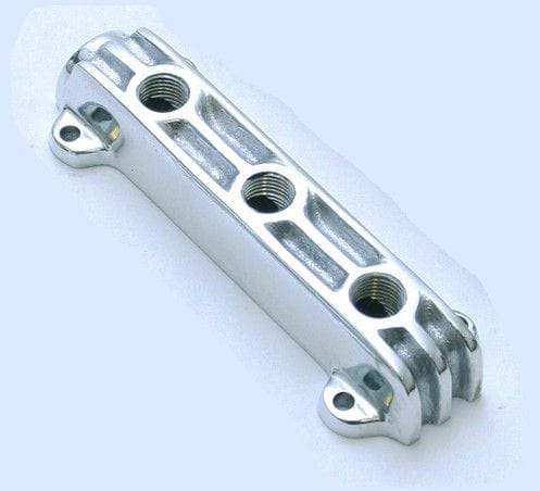 ROADSTER 3-Port Polished SO-CAL Speed Shop Finned Aluminium Fuel Block SO300-6134 Autofit