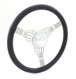 RPC 15" Diameter, Clear Anodized With Black Leather Wrap S/S Banjo Steering Wheel RPCR5625 Autofit