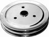 RPC Fits 1955-68 S/B Chev 283-350 with Short Water Pump Chrome Steel Crankshaft Lower Pulley, Double Groove 7.30" Dia, 1.75" Bolt Circle Autofit