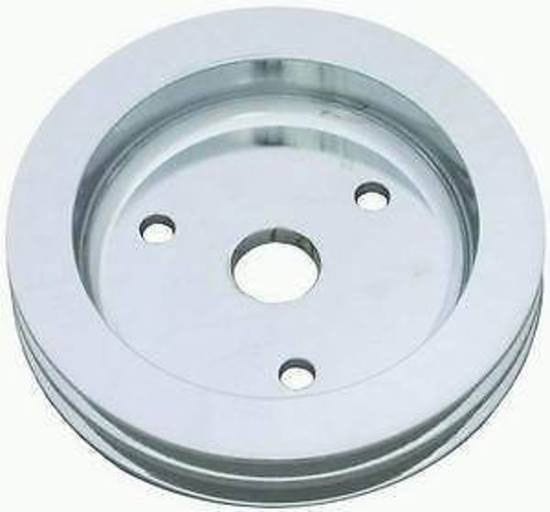 RPC Fits 1955-68 S/B Chev 283-350 with Short Water Pump Polished Aluminium Crankshaft Lower Pulley, Double Groove , 6.60" Dia, 1.75" Bol Autofit