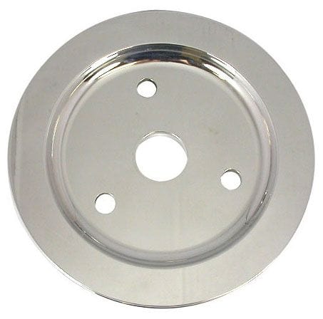 RPC Fits 1955-68 S/B Chev 283-350 with Short Water Pump Polished Aluminium Crankshaft Lower Pulley, Single Groove , 6.60" Dia, 1.75" Bol Autofit