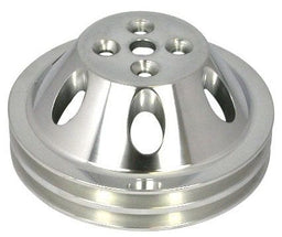 RPC Fits 1955-68 S/B Chev 283-350 with Short Water Pump Polished Aluminium Water Pump Upper Pulley, Double Groove , 6.60" Dia, 1.75" Bol Autofit