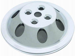 RPC Fits 1955-68 S/B Chev 283-350 with Short Water Pump Polished Aluminium Water Pump Upper Pulley, Single Groove , 6.60" Dia, 1.75" Bol Autofit