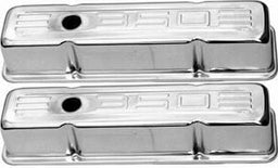 RPC Fits 1958-86 S/B Chev 283-305-327-350 Chrome Steel Tall (3-5/8") Baffled Valve Covers with "350" Logo RPCR9841 Autofit