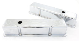 RPC Fits 1958-86 S/B Chev 283 - 350 Tall Chrome Steel Valve Covers Flame Style RPCR8215 Autofit
