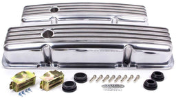 RPC Fits 1958 - 86 S/B Chev 283 - 400 Short Nostalgic Aluminium Polished Finned Valve Covers with Breather Hole RPCR61 Autofit