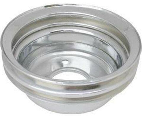 RPC Fits 1964-67 S/B Ford 289 Chrome Steel Crankshaft Lower Pulley, Double Groove Groove 6-5/8" Dia, 2-3/4" De Autofit