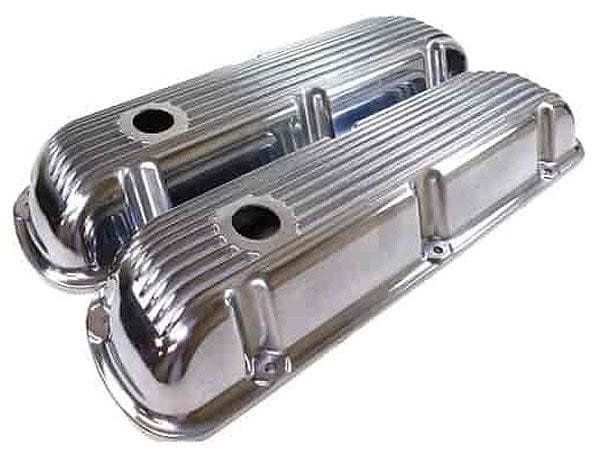 RPC Fits 1964-73 and on Ford 260-289-302 & 351W Polished Aluminium Nostalgic Finned Valve Covers with Breather Hole RPCR6291 Autofit