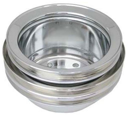 RPC Fits 1965-66 S/B Ford 289 Chrome Steel Crankshaft Lower Pulley, Tripple Groove 6-3/4" Dia, 3-1/2" Deep RPC Autofit