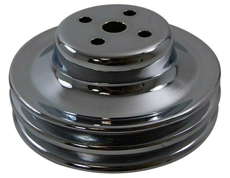 RPC Fits 1965-66 S/B Ford 290 Chrome Steel Water Pump Upper Pulley, Double Groove Groove 6-7/8" Dia, 2-1/4" De Autofit