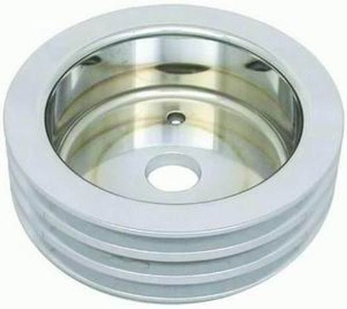 RPC Fits 1965-68 B/B Chev 396 - 454 with Short Water Pump Satin Aluminium Crankshaft Lower Pulley, Triple Groove, 6.60" Dia RPCR8849POL Autofit