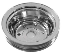 RPC Fits 1969-85 S/B Chev 283-350 with Long Water Pump Chrome Steel Crankshaft Pulley, Double Groove 6.90" Dia, 2.30" Bolt Circle RPCR9 Autofit