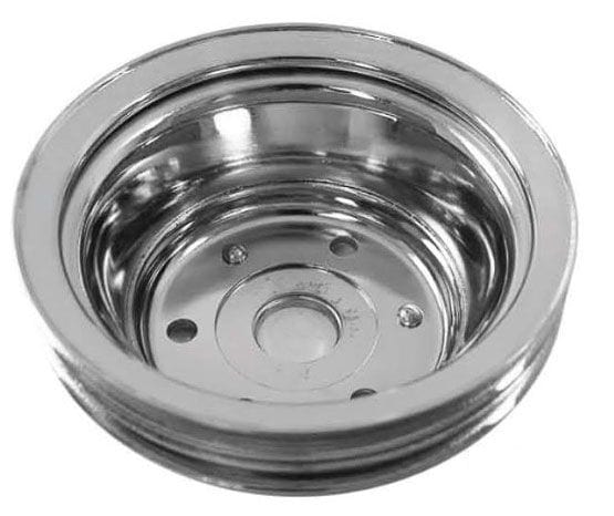 RPC Fits 1969-85 S/B Chev 283-350 with Long Water Pump Chrome Steel Crankshaft Pulley, Double Groove 6.90" Dia, 2.30" Bolt Circle RPCR9 Autofit