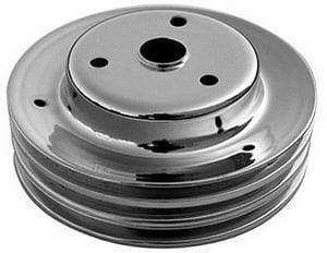 RPC Fits 1969-85 S/B Chev 283-350 with Long Water Pump Chrome Steel Crankshaft Pulley, Triple Groove 7.80" Dia, 2.30" Bolt Circle RPCR9 Autofit
