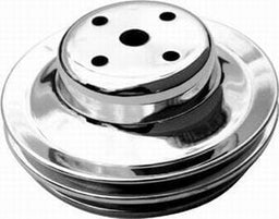 RPC Fits 1969-On B/B Chev 396-454 with Long Water Pump Chrome Steel Water Pump Upper Pulley, Double Groove, 6.30" Dia, 2.30" Bolt Circl Autofit
