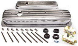 RPC Fits 1987-on S/B Chev 305, 350 Center Bolt, Including Hardware Short Nostalgic Aluminium Polished Finned Valve Covers with Breather Hole RPCR61 Autofit