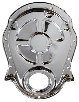 RPC Fits B/B Chev 396 - 454, Includes Cover, Seal, Gaskets & Bolts Steel Timing Chain Cover, Chrome Finish, Will NOT Clear Double Roller Timing Cha Autofit