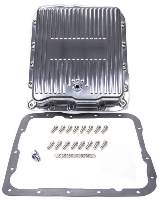 RPC Fits GM Turbo 700R4 & 4L60 (Stock Depth), Drain Plug, Gasket & Bolts Polished Aluminium Transmission Pan, Finned RPCR8493 Autofit