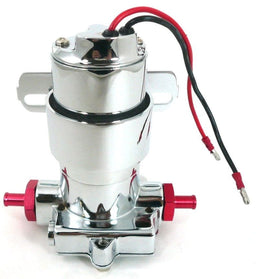 RPC Fits Most Street & Strip, Not for use with Fuel Injection Chrome Electric Fuel Pump 378LPH-7PSI, 3/8" Inlet/Outlet RPCR6253C Autofit