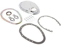 RPC Fits S/B Chev 283-350, Includes Cover, Seal, Gaskets & Bolts Chrome Steel 2-Piece Timing Chain Cover RPCR7122 Autofit