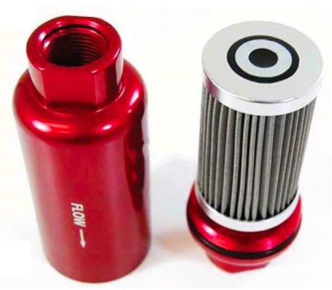 RPC Red Finish, 6" x 2" 60 Micron Inline Fuel Fillter with -10 ORB Ports RPCR5431 Autofit