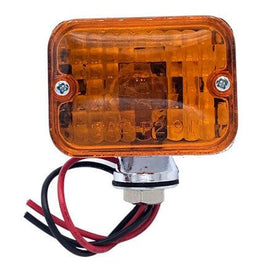 RPC Single Filament Bulb 1-3/4" W x 1-1/8" H x 1-5/8" D Chrome Small Turn Signal Light with Amber Lens RPCR31-581 Autofit