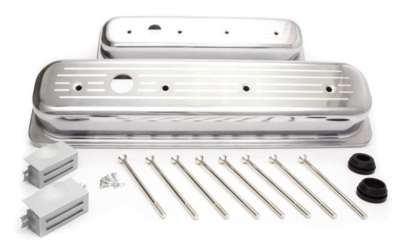 RPC Small Block Chev (1987-97) Ball-Milled Aluminium Center Bolt Valve Covers Short Profile (Polished) RPCR6037 Autofit