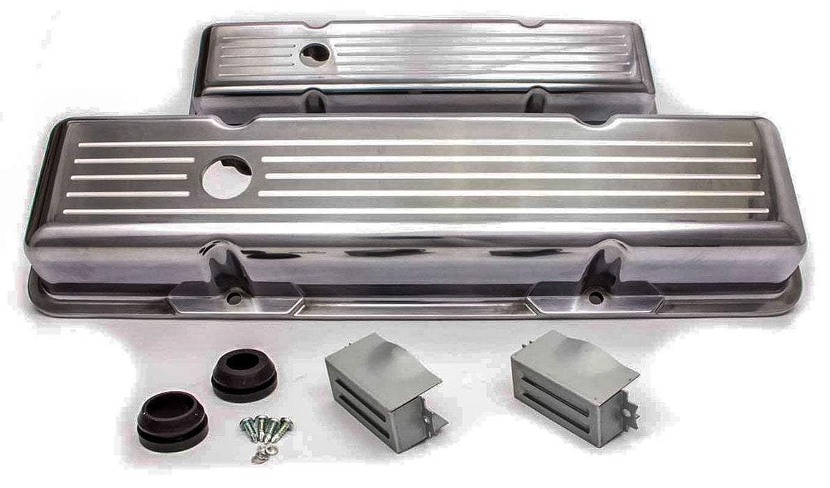 RPC Small Block Chev Ball-Milled Aluminium Valve Covers Tall Profile (Polished) RPCR6130 Autofit