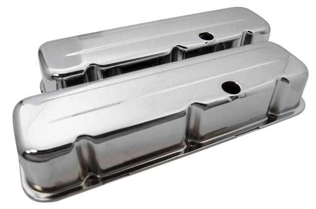 RPC Suit BB Chev Chrome Steel Valve Covers, Tall 3-5/8", Baffled RPCR9235 Autofit