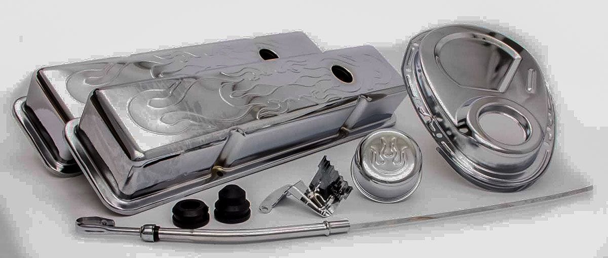 RPC Suit S/B Chev Engine Dress Up Kit (Flamed) with Short Valve Covers RPCR3033 Autofit