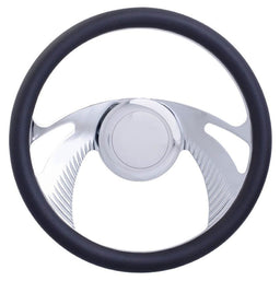 RPC With Leather Grip (Horn Button Not Included) 14" Boomerang Aluminium Steering Wheel (Chrome) RPCR5614 Autofit