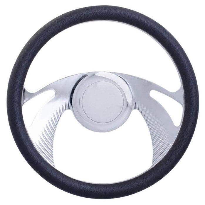 RPC With Leather Grip (Horn Button Not Included) 14" Boomerang Aluminium Steering Wheel (Chrome) RPCR5614 Autofit
