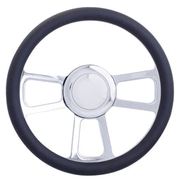 RPC With Leather Grip (Horn Button Not Included) 14" T Style Aluminium Steering Wheel (Chrome) RPCR5606 Autofit