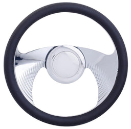 RPC With Leather Grip (Horn Button Not Included) 14" Wings Style Aluminium Steering Wheel (Chrome) RPCR5605 Autofit