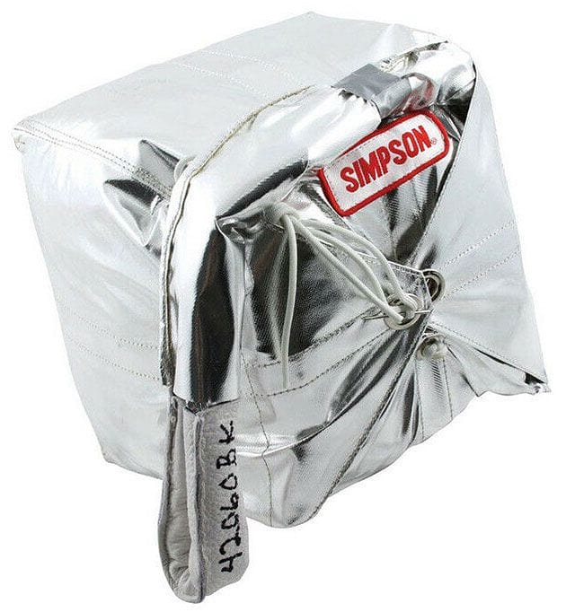 SIMPSON Black Chute With Aluminised (Silver) Pack Suit TF/FC & Alcohol Up To 12' Crossform Drag Chute SI42060BK Autofit