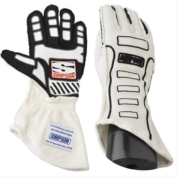 Simpson Large, White, SFI & FIA Approved Competitor Glove SI21300LW Autofit