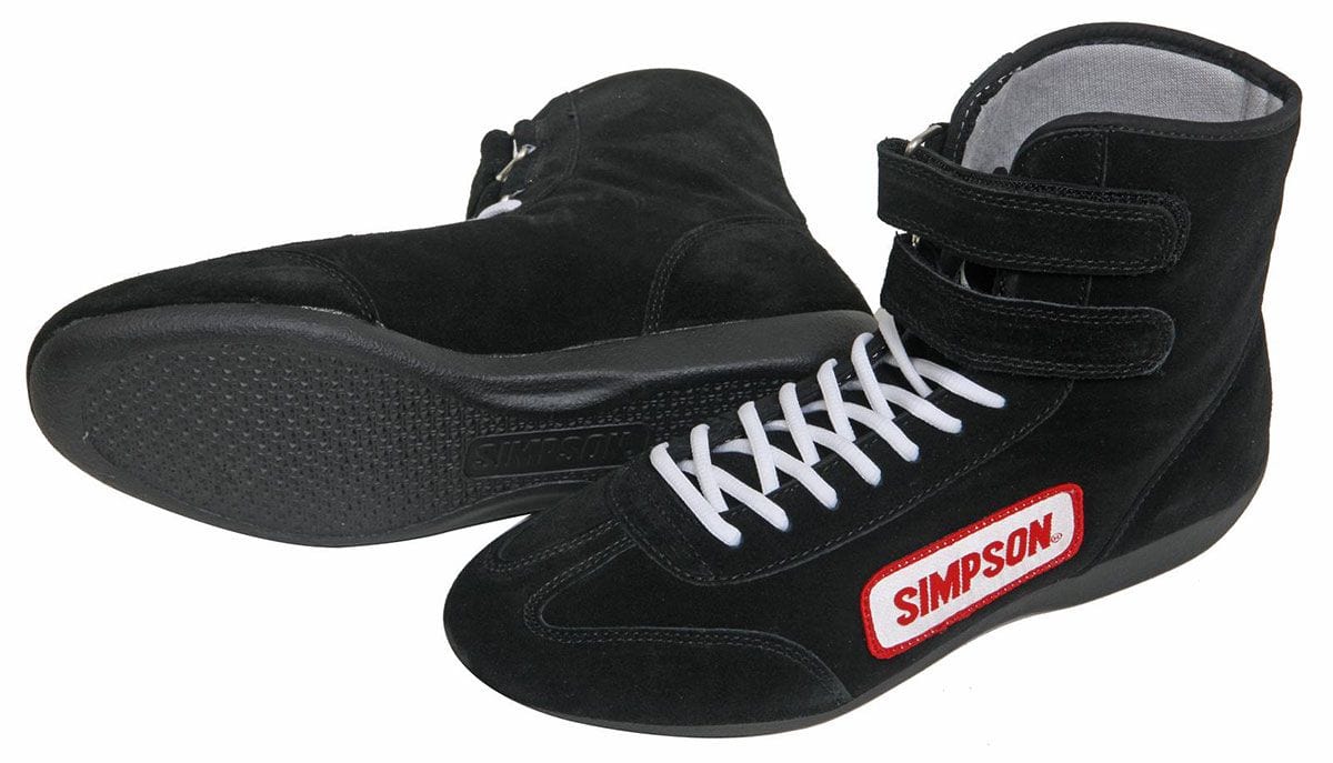 SIMPSON Size 12 Black, SFI Approved High Top Driving Shoe SI28120BK Autofit